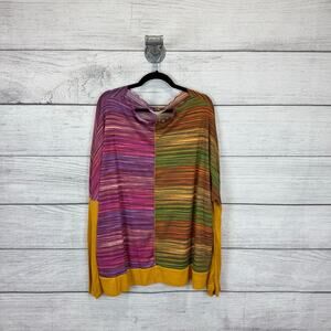 Haptics Plus Size Colorful Striped Long Sleeve Knit Top Size 3X